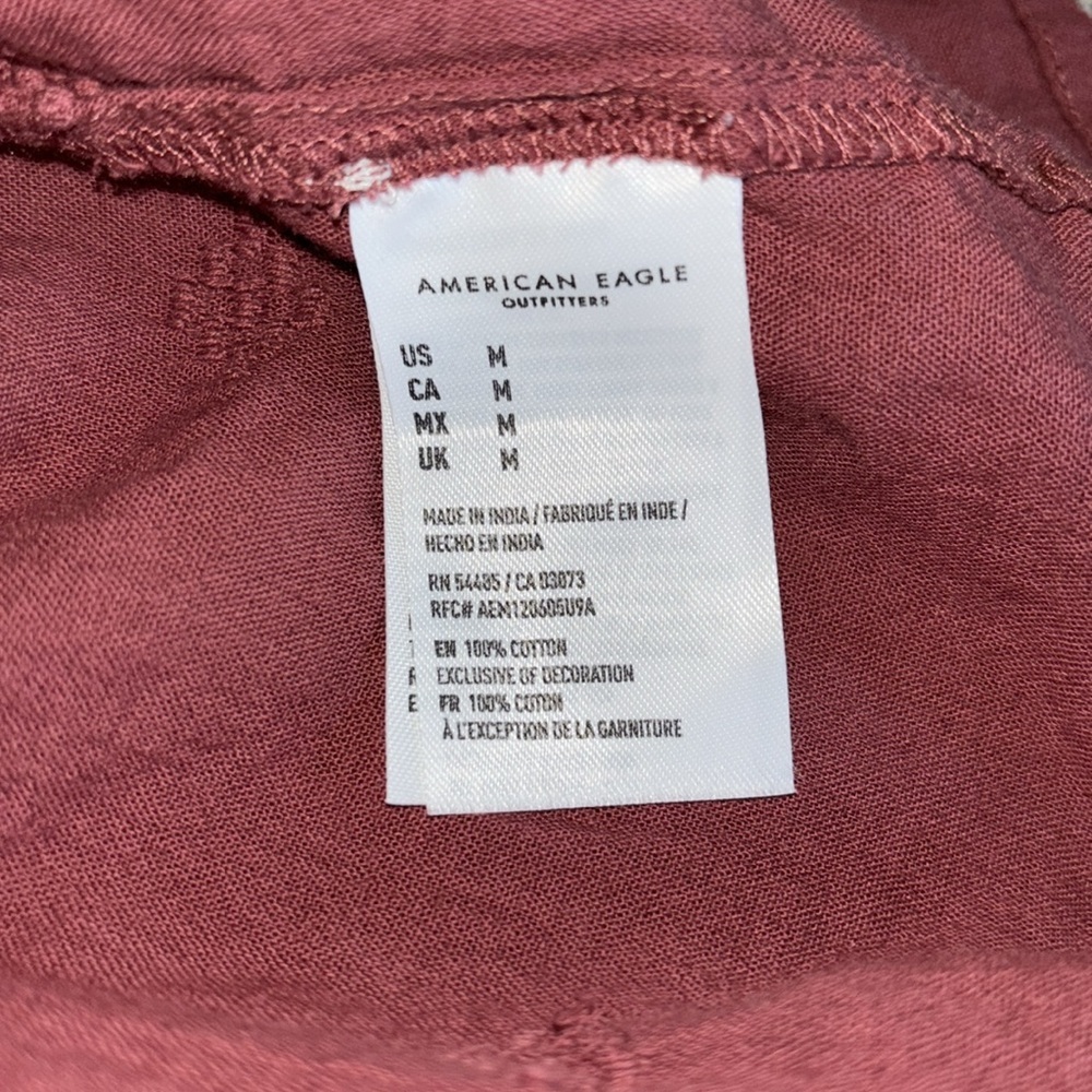 047: AMERICAN EAGLE OUTFITTERS lightweight maroon longsleeve blouse medium - Picture 10 of 10